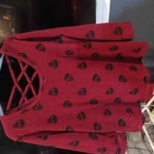 No Boundaries Skull Scoop Neck Open Upper Back 3/4 Sleeve Light Weight Sweater L